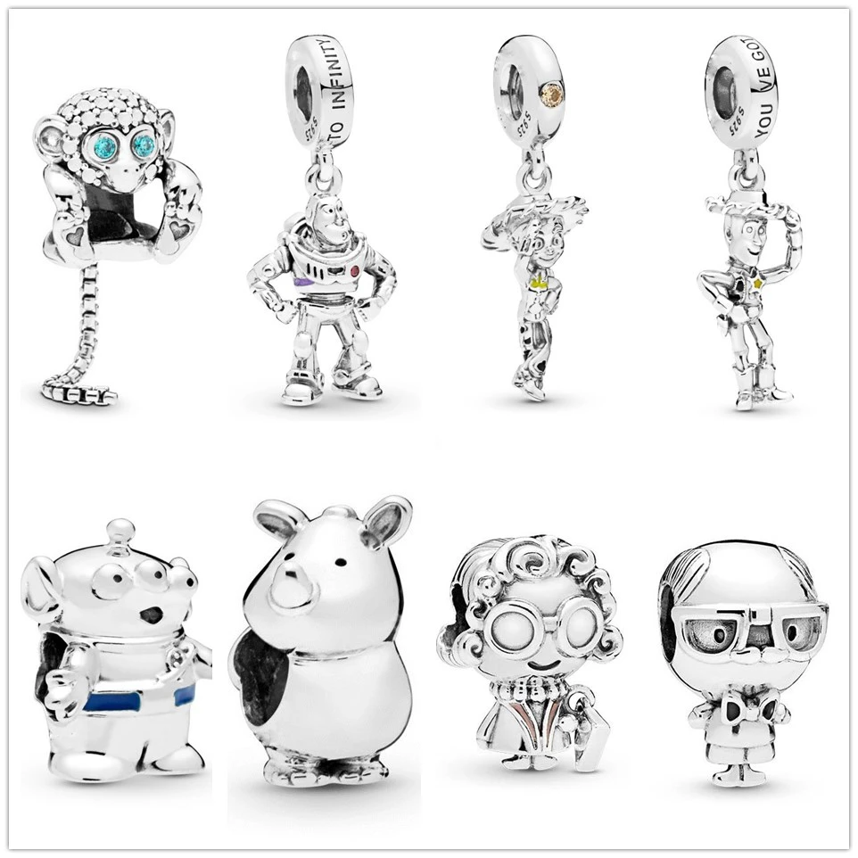 

925 Sterling Silver Sparkling Monkey Toy Story Pendant DIY Bead Fit Original Pandora silver charms Bracelet for women Jewelry