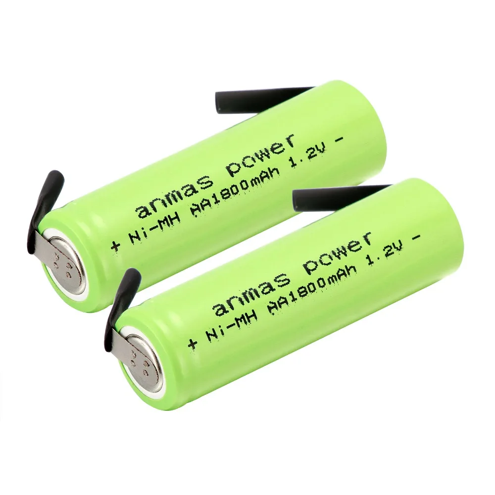 2 шт AA 1,2 V 1800mAh Ni-MH NiMH аккумуляторная батарея для электробритва бритвы