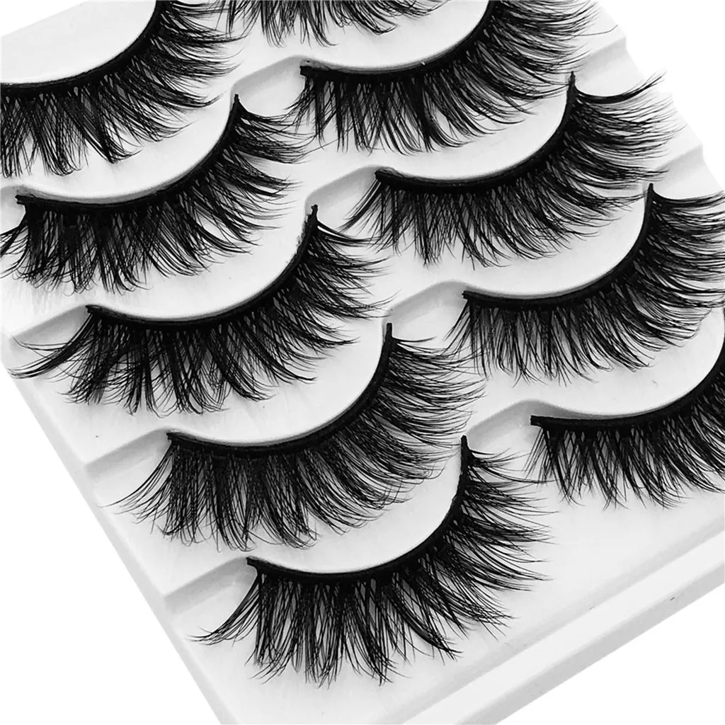 

5 Pairs Of Long Natural 3D False Eyelash Imitation Mink Natural Thick Handmade False Eyelash Soft Transparent Terrier For Beauty