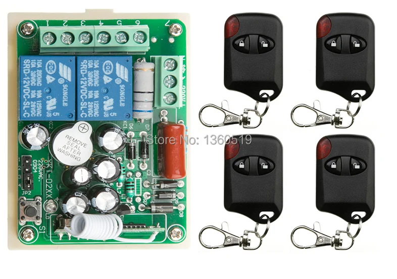 

AC220V 2CH Wireless Remote Control Switch System teleswitch 1*Receiver + 4 *cat eye Transmitters for Appliances Gate Garage Door