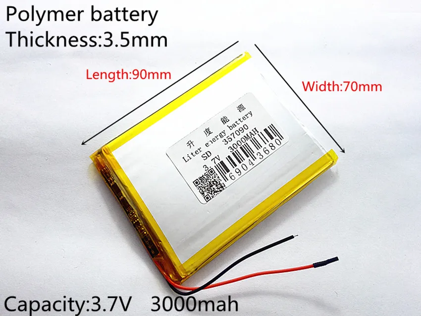 

(free shipping)Polymer lithium ion battery 3.7 V, 357090 can be customized wholesale CE FCC ROHS MSDS quality certification