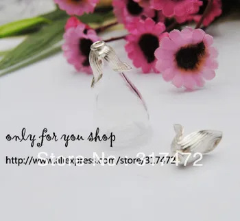 

Charml!! Flated Bottom Vase Glass Vial Filigree Mental Cap Set Jewelry Pendant Handcraft