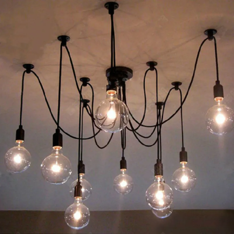 Edison Retro Spider Chandelier Lighting 6 Lights Edison Retro Spider