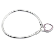 QANDOCCI блокирует ваши браслеты с обещаниями с розовыми и прозрачными CZ стерлингового серебра 925 пробы ювелирные изделия