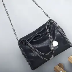 Razaly бренд высокого качества дизайнерские черные металлические цепи сумки на ремне ранцы искусственная кожа ведро клатч-конверт корейский