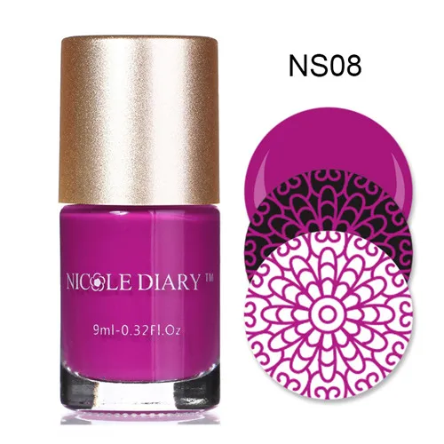 NICOLE DIARY 2 в 1 штамповочный лак для ногтей, штамп для дизайна ногтей, лак для маникюра, печать ногтей, лак для рукоделия, штамповка - Цвет: 9ml NS08