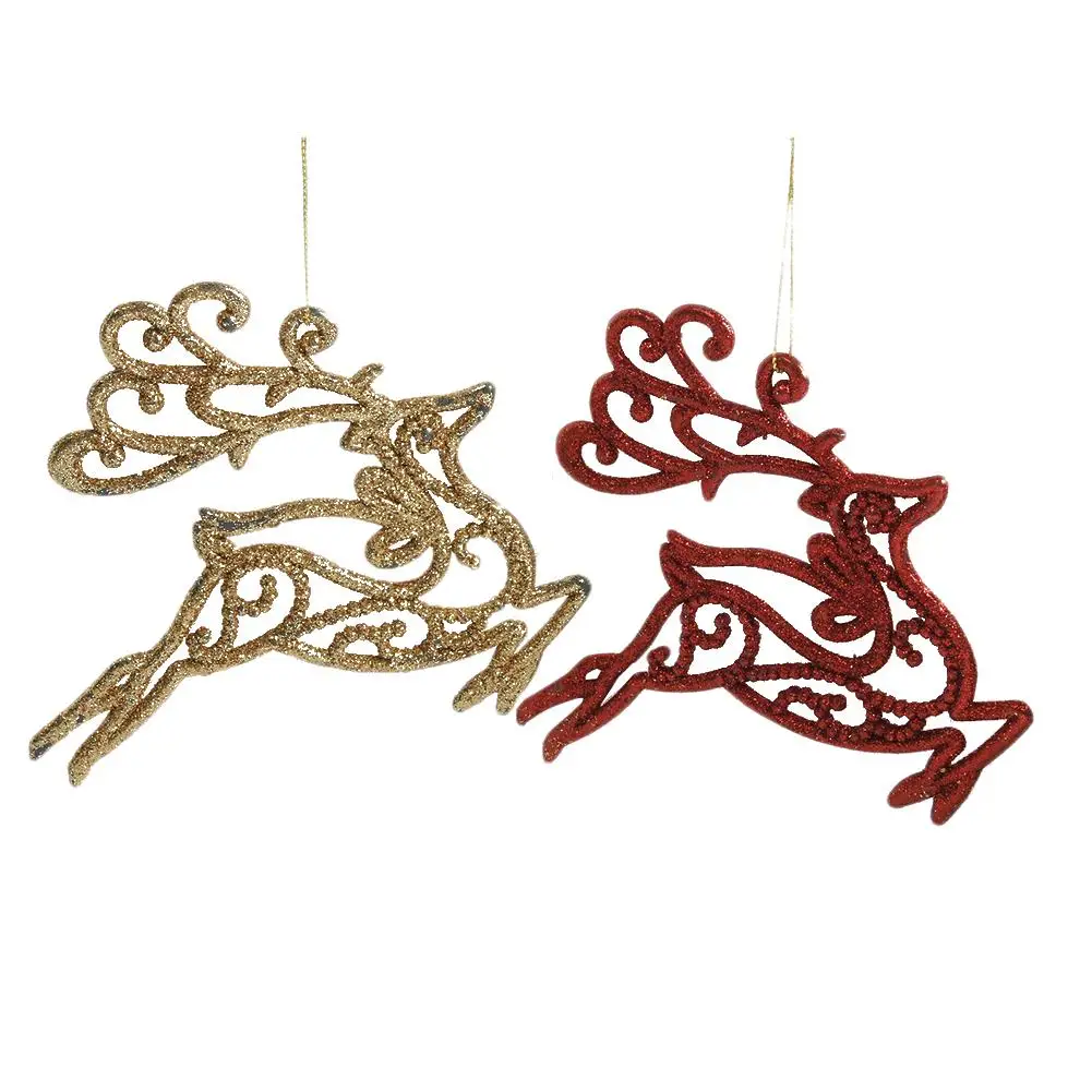 

2pcs/pack Merry Christmas Tree Hanging Ornament PVC DIY Gold Red Elk Pendant Christmas Tree Decoration Supplies