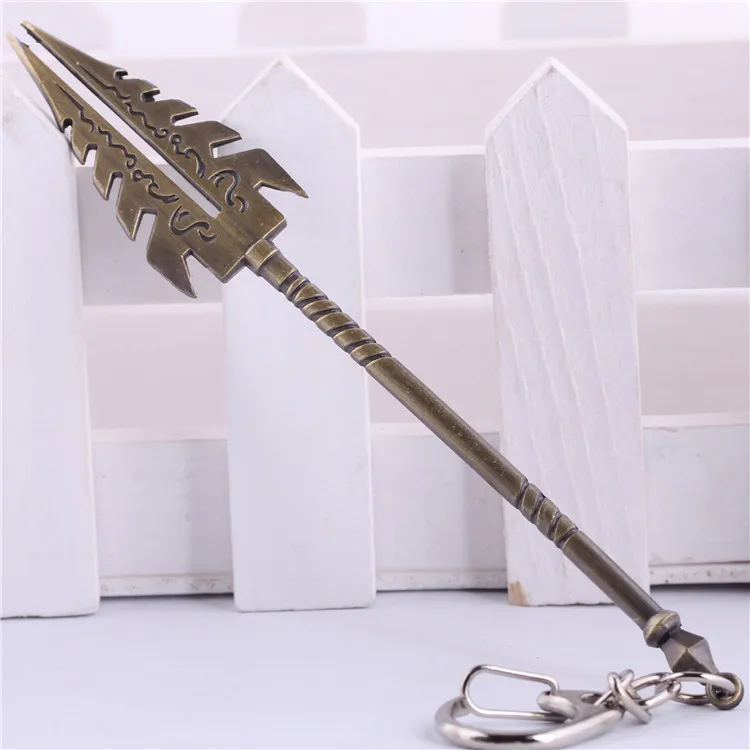 

12cm Weapon Xin Zhao Key Chain Ring Llavero Chaveiro Keyring LOL Skin Commando Xin Zhao Spike Key Holder Keychain
