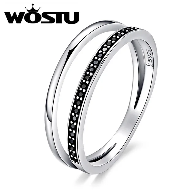 Christmas WOSTU New Fashion 100% 925 Sterling Silver Black & White Double Layers Christmas WOSTU New Fashion 100% 925 Sterling Silver Black & White Double Layers