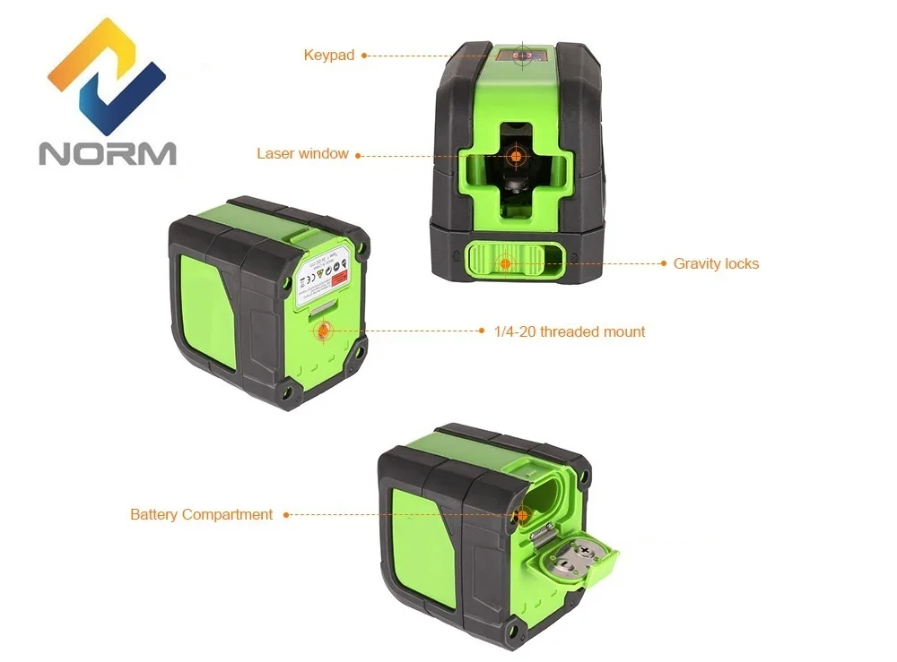 Norm Портативный две поперечные линии Красный Луч или зеленый луч лазерный Авто-нивелир лазер с монтажной поворотной планкой