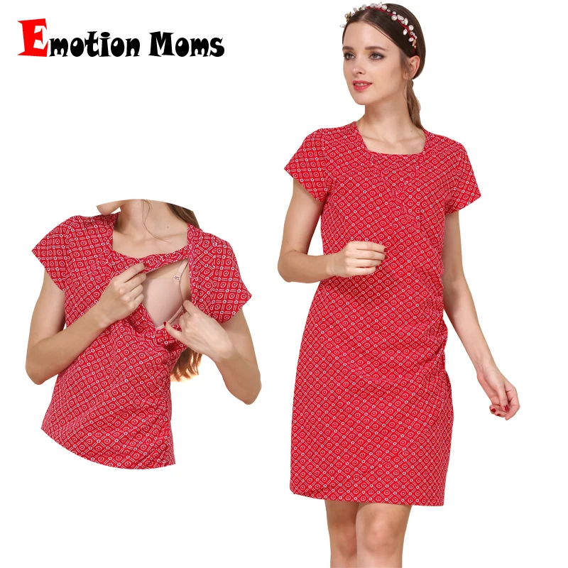 Emotion Moms Short Sleeve Maternity clothes Summer Nursing Dress BreastFeeding Dresses for