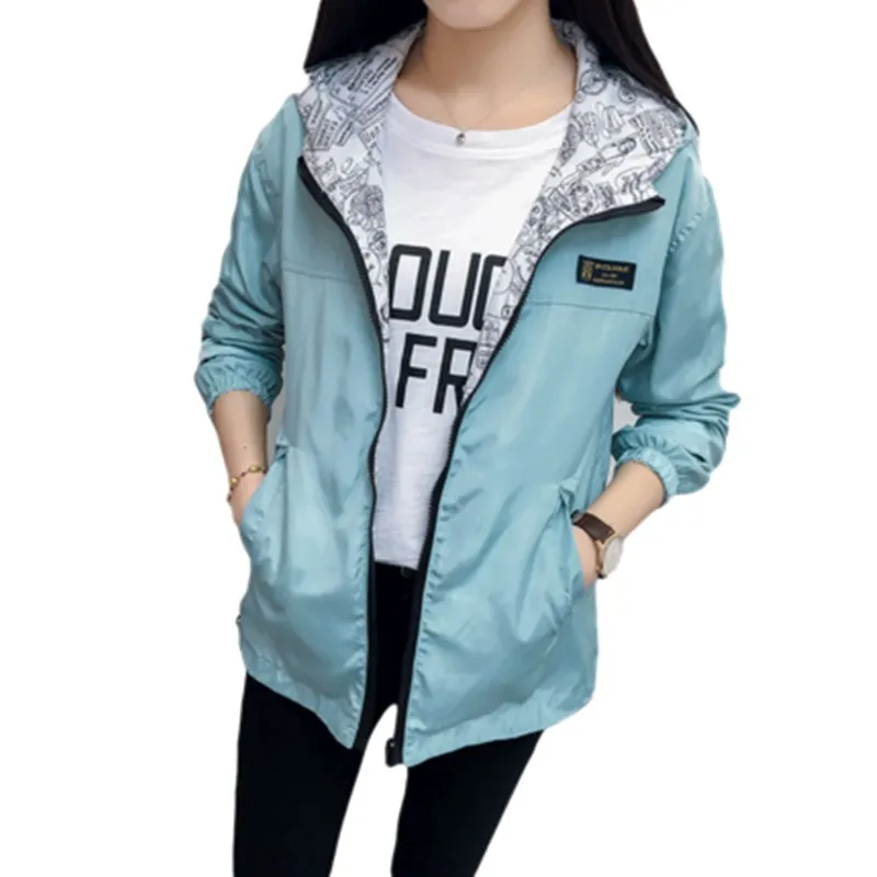 

Zipper Short Hoodie Jacket Two-Sided Bomber Student Big Size Sexy Print Elastic Force Coat 2019 Top Autumn/Spring Fashion Blaze