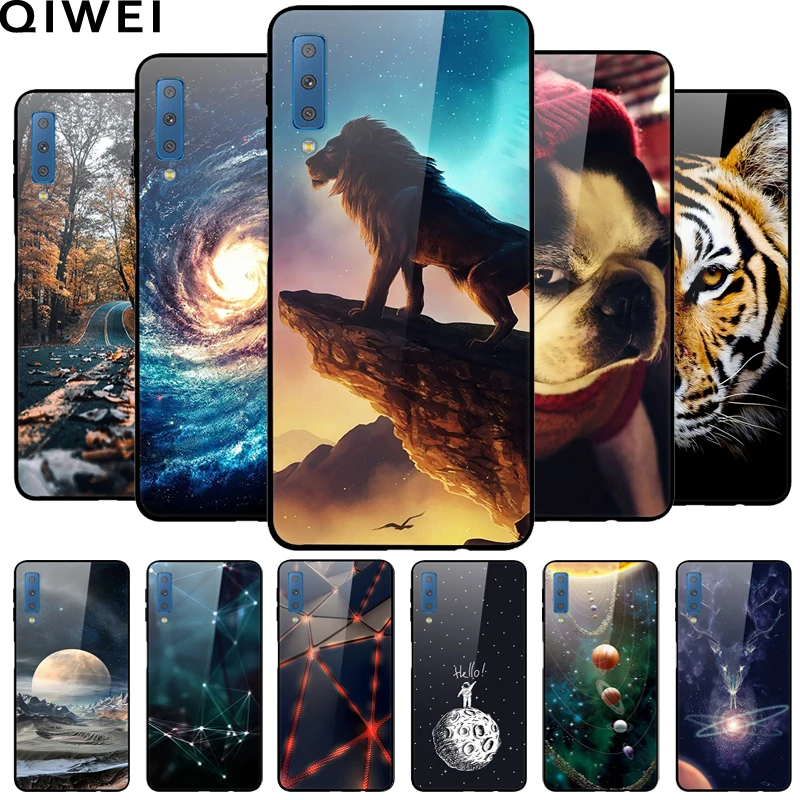 

For Samsung Galaxy S10 Case soft Bumper Hard PC Glass Cover For Samsung J8 J6 J4 A6 A7 A9 2018 s9 S10e S 10 Plus Phone Cases