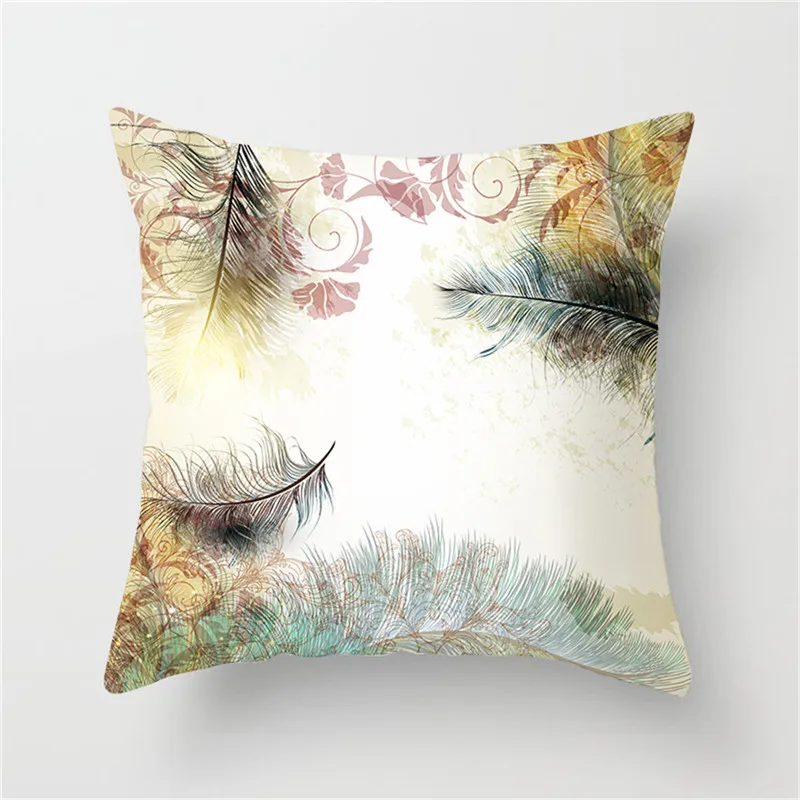 Fuwatacchi Peacock Feather Cushion Cover Beautiful Color Contrast Christmas Cushion Covers For Sofa Car Home Decor Pillow Case