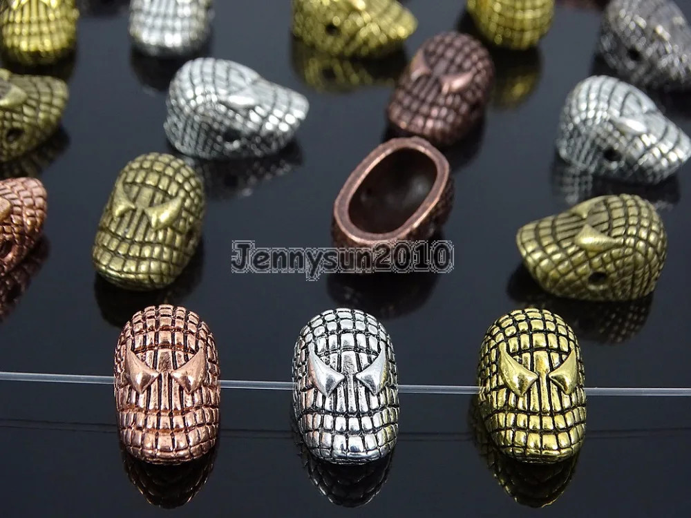 Solid Metal Spider Super Hero Helmets Masks Bracelet Necklace Connector Charm Beads Silver Gold Rose 100Pcs/Pack | Украшения и
