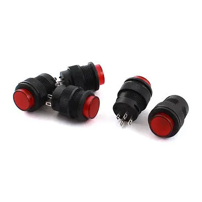 

5Pcs DC3V Red Light 4Pin Black Latching Pushbutton Switch SPST AC250V 3A