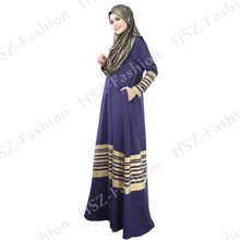 050 New l traditional muslim abaya women black abaya with golden stripe Fashion Long Sleeve Maxi islamic clothing sale caftan