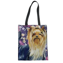 FORUDESIGNS, милые сумки для покупок в йоркширском стиле, повседневные сумки, многоразовые сумки для продуктов, Экосумка, Холщовая Сумка, женские сумки на плечо