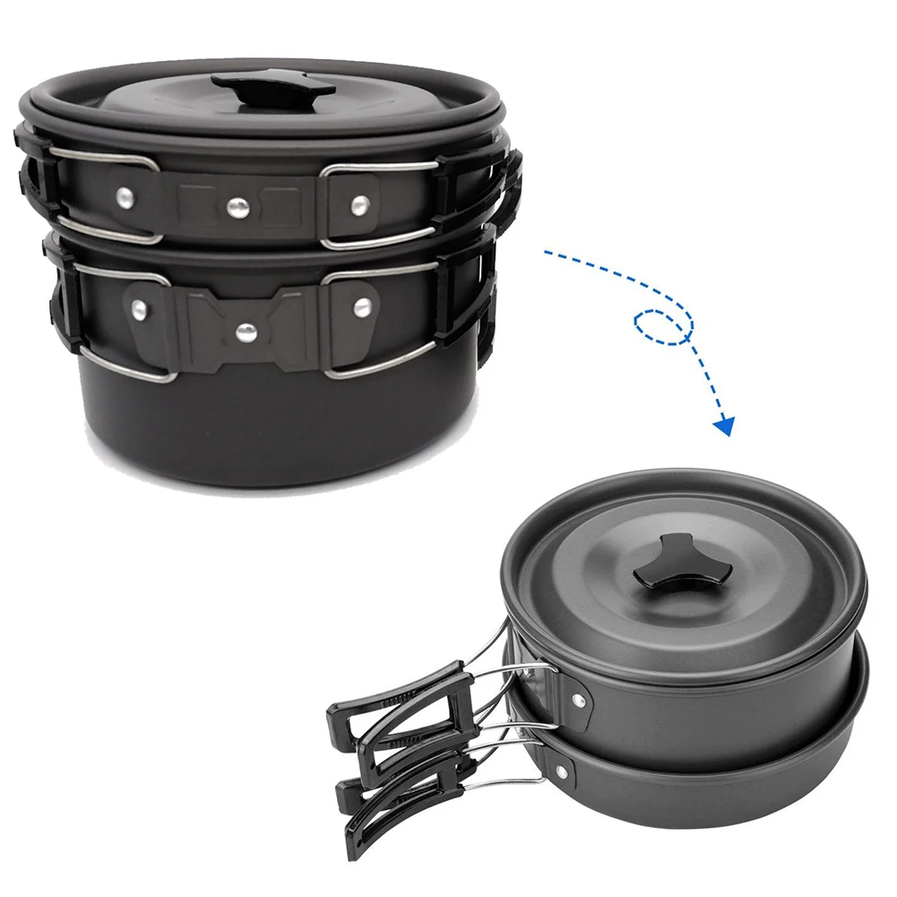 

Outdoor Cooking Set Fork Portable Cup Non Stick Picnic Camping Cookware Spoon Tableware Pan Pot Practical Oxidized Aluminum