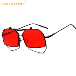 LongKeeper негабаритных Винтаж солнцезащитные очки Для мужчин Для женщин Брендовая Дизайнерская обувь Квадратные Солнцезащитные очки UV400