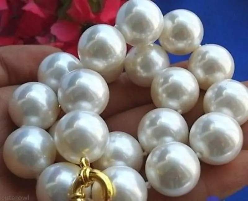 

FREE SHIPPING HOT sell new Style >>>>> 2016 New Rare Huge 14mm south sea White Shell Pearl Necklace AAA