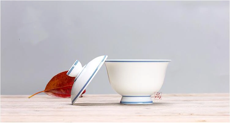 Горячая Распродажа, ru печи пигментированные anxi tieguanyin gaiwan, набор из трех предметов, двойная линия, Цзиндэчжэнь, инструмент для белого чая