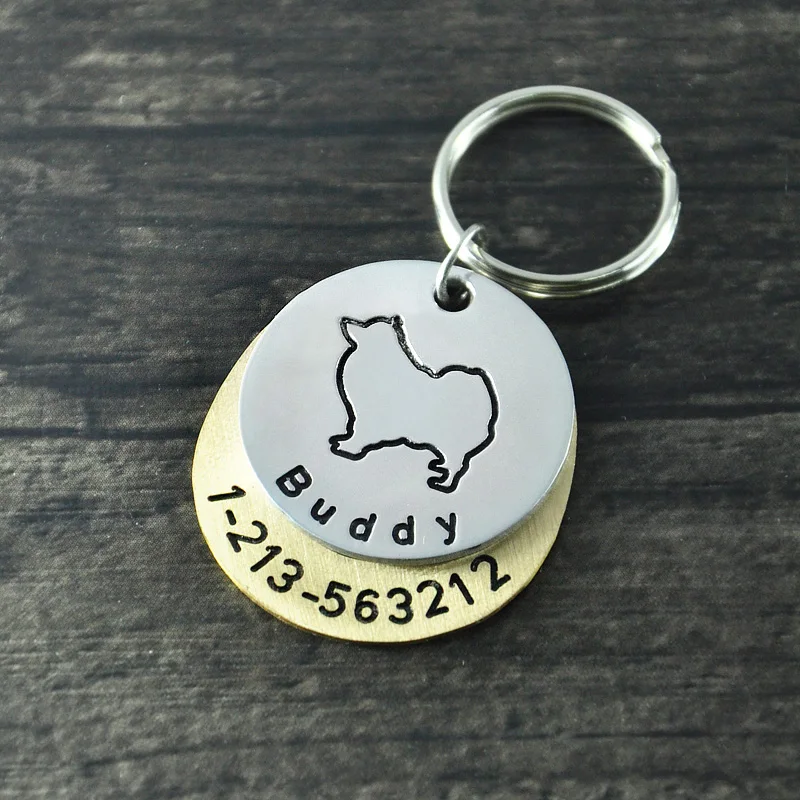 Персонализированные dogtag, Samoyed dog tag, пользовательские Dog ID Tag, ручная печать идентификационная бирка собаки, выгравированное имя и номер