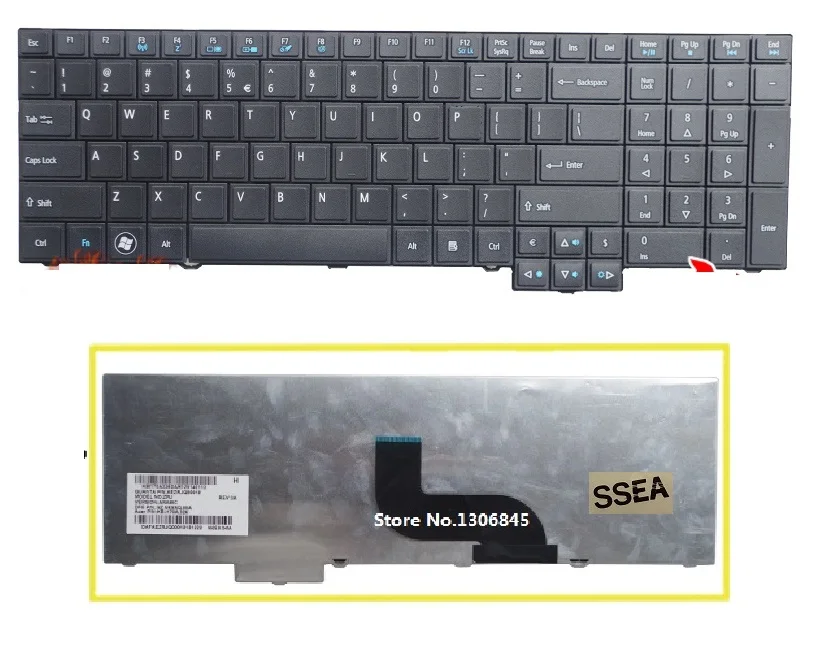 Клавиатура SSEA New US для Acer TravelMate 5760 TM5760 5760G 5760Z 6595 6595tg 6596G 6595T 6595TG TM6495T черная