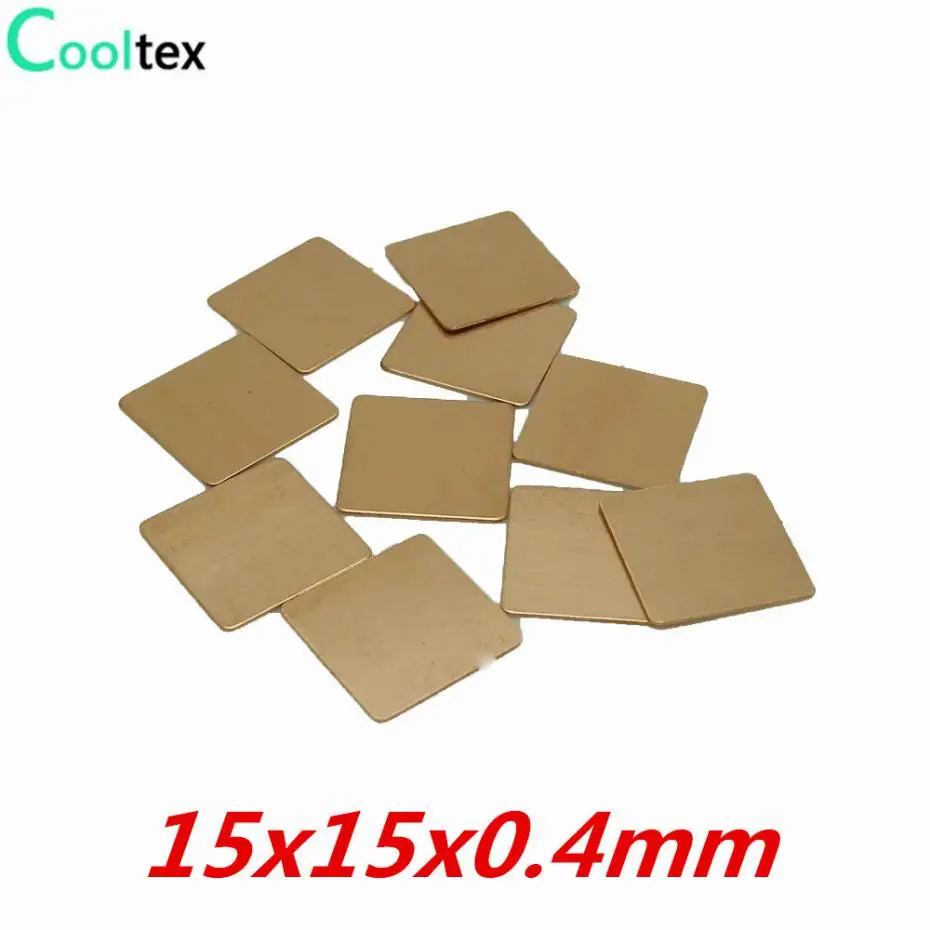 20pcs/lot 15x15x0.4mm DIY Copper Shim Heatsink Heat Sink Sheet Thermal