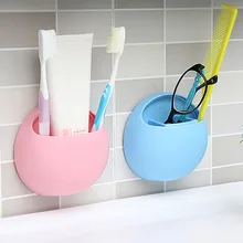 Cute Toothbrush Holder Wall Suction Cup Organizer Bathroom Shelf Storage Rack Bathroom Kitchen Accessories