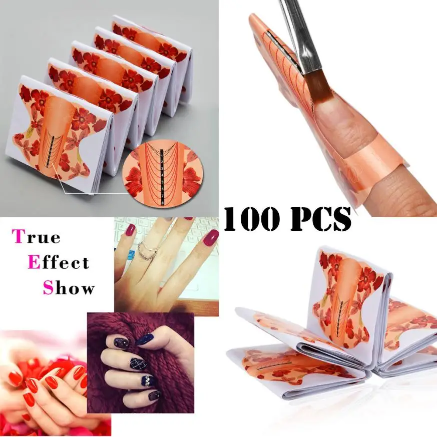 100Pcs Nail Art Form Sticker self adhesive Nail Extension Guide Acrylic Tips UV Gel Builder