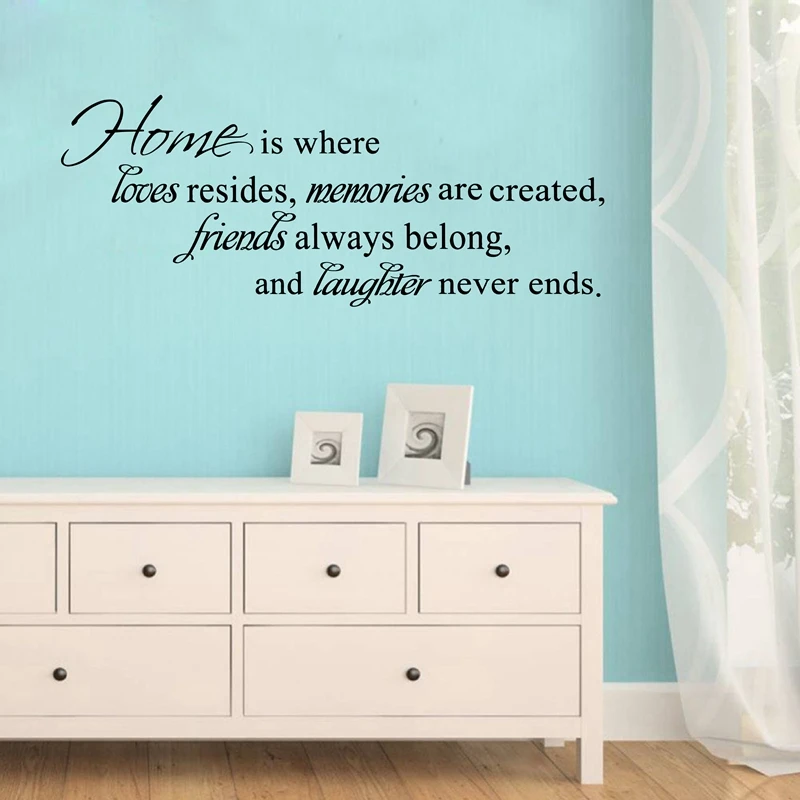 

Home Is Where Love Resides friends laugh often.. Quote Vinyl Art Wall Stickers home decor