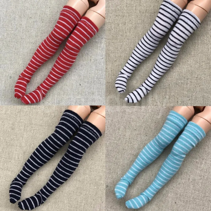 Stripe 1/6 ICY Blyth Knee Socks Stocking Suitable for Azone Momoko Barbies Pullip Licca 30cm Doll Clothes Accessories 1Pair