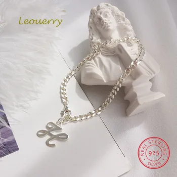 

Leouerry 925 Sterling Silver Vintage Letter H/M Bracelet for Women Men Lovers Link Chain Bracelets Fine Jewelry Gift