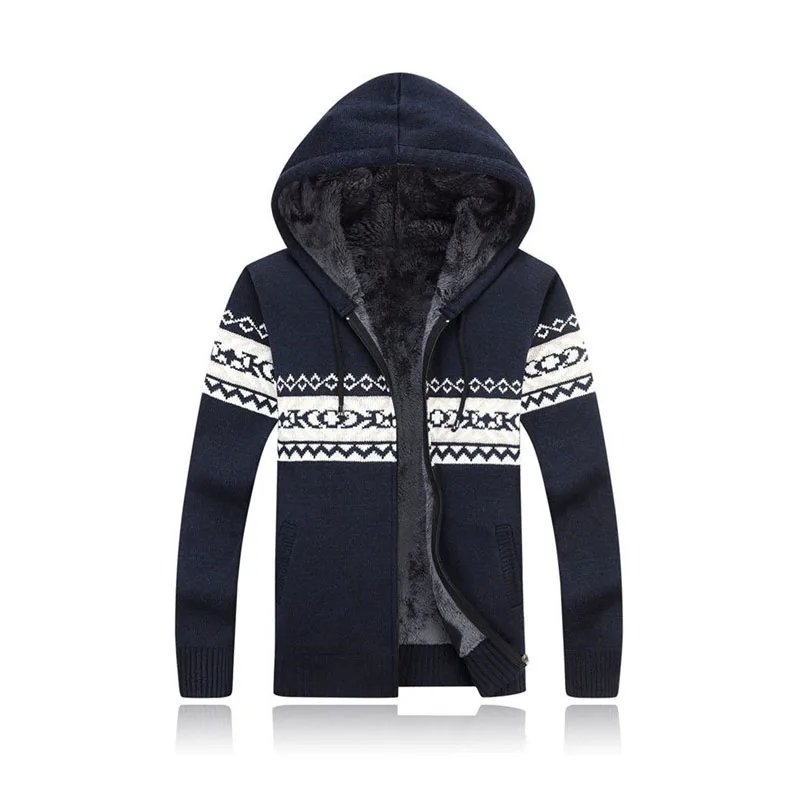 

Winter Knitted Sweater Hooded Sherpa Fleece Lined Cardigan Warm Coat Casual Tops 2019 Chic Boho Knitting Sweaters