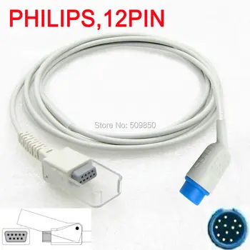 

Free shipping SpO2 extension cable compatible HP 12pin connector