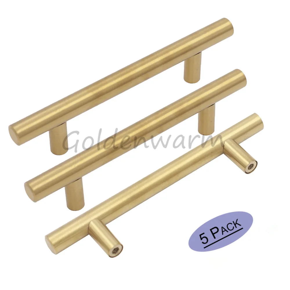 Stainless Steel T Bar Gold Cabinet Handles Goldenwarm Ls201gd Hole