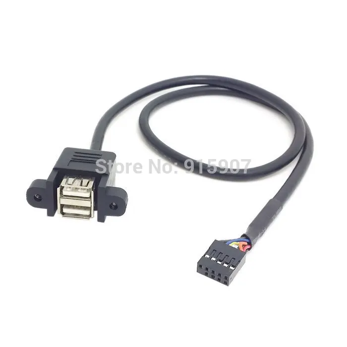 

CY Stackable Dual USB 2.0 A Type Female to Motherboard 9 Pin Header Cable with Screw Panel Holes 50cm