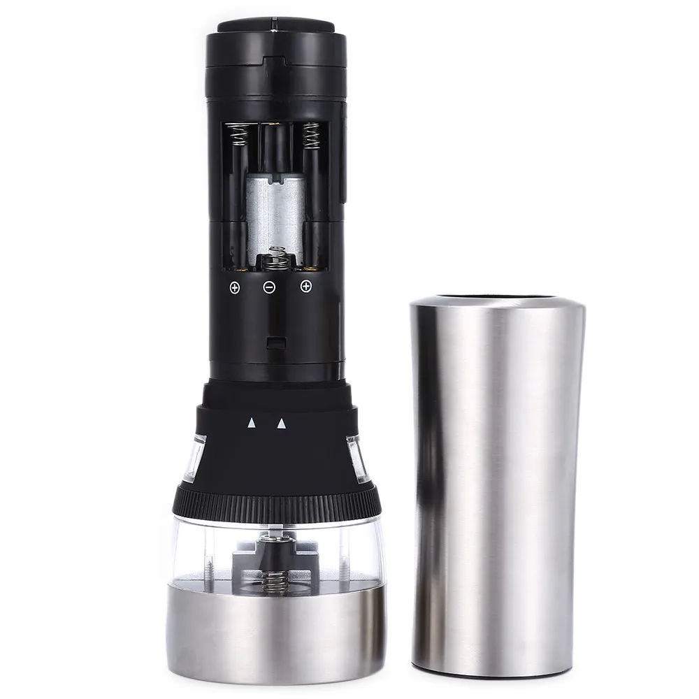 Top Quality 2 in 1 Electric Stainless Steel Pepper Salt Mill Grinder Kitchen Tool Pepper Herb Mill Grinder Kitchen Cooking Tools08