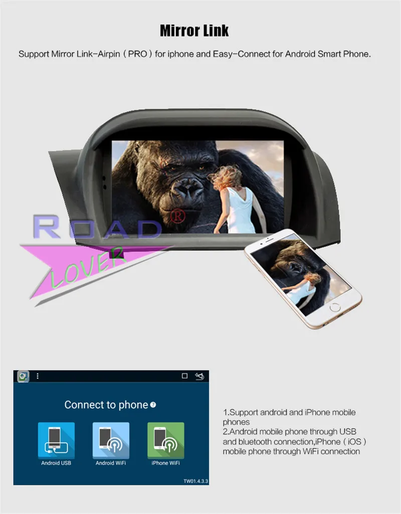 Roadlover Android 7,1 Автомобильный мультимедийный автопроигрыватель для Ford Fiesta 2009 2010 2011 2012 2013 Стерео gps навигация 2Din без DVD