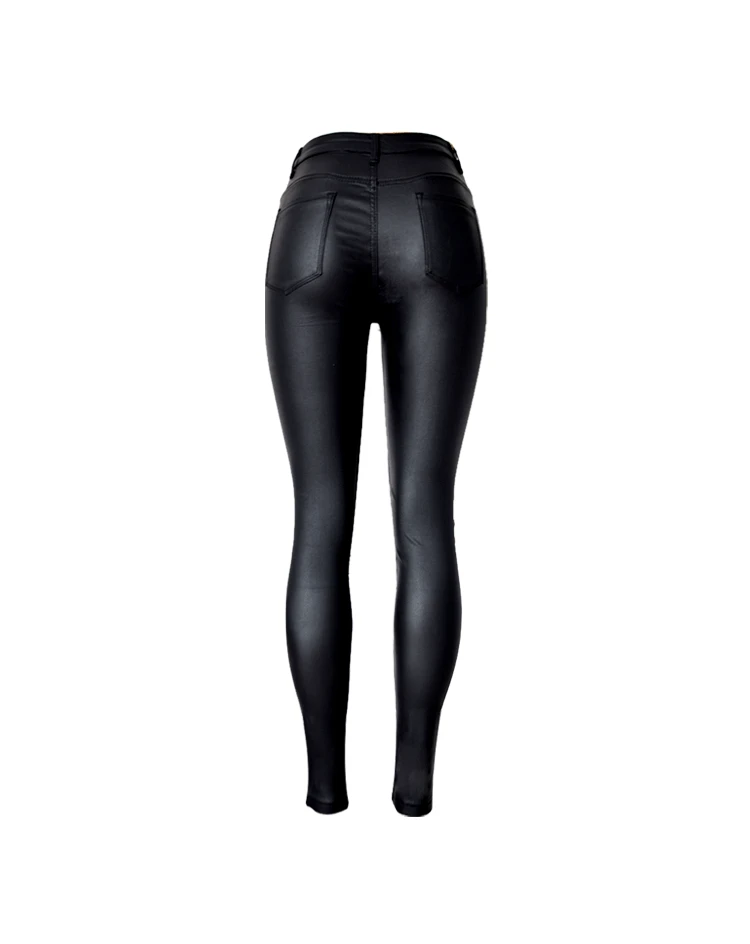 2017 New Hot Eu Models Women Sexy Slim PU Pockets Leather Pencil Pants Motor Style All-Match Fleece Trousers Slim Faux Leather (10)