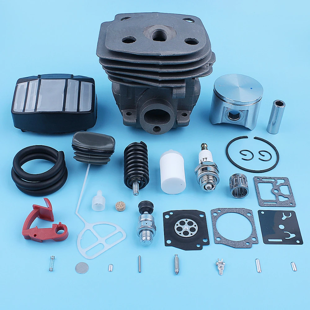 Kit de reparación de carburador de palanca cambio de filtro de aire de pistón de cilindro grande Nikasil para Husqvarna 357XP 359 47mm, amortiguador de línea combustible de motosierra|Motosierras| -