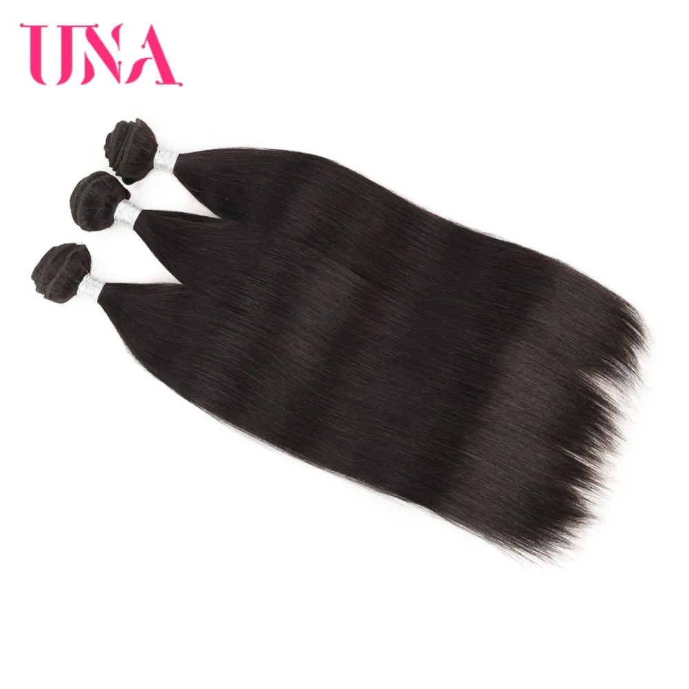 UNA Human Hair Bundles 1/3/4 Piece Pack Straight Hair Remy Brazilian Natural Hair Weft Human Hair Weave Bundles 8-26 Inches