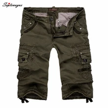 Лето мужские мешковатые Мульти Карманы хлопковые шорты большого размера повседневные шорты-карго армейский зеленый хаки мужские тактические шорты плюс размер
