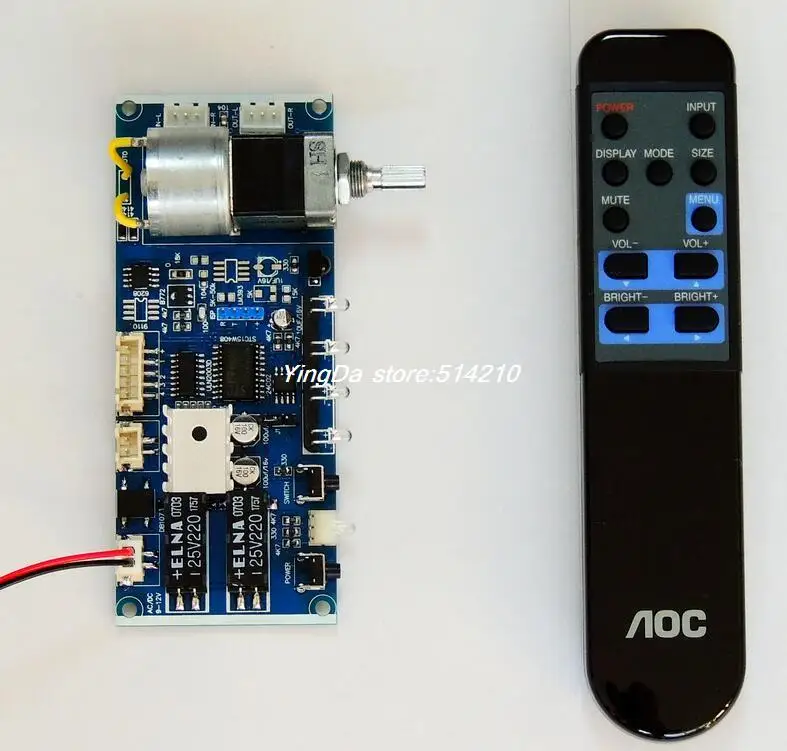 Remote Volume Audio input choose Motor pot preamp board Motor volume board + power supply control board + audio switch board