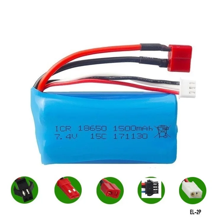 

7.4v 1500mah Li-ion battery 15c 18650/USB charger for wltoys 12428 12423 RC helicopter F45 RC boat h101 UD002 SM T JST EL-2P