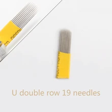50 шт. туман 19 контактов u-образный двухрядный микроблейдинг Наложение теней лезвия иглы для перманентного макияжа тумана бровей татуировки ручка-держатель игл