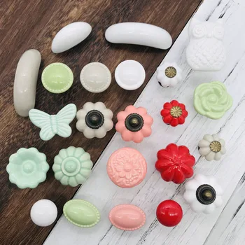

1pcs Creative Designed Ceramic Cupboard Cabinet Door Knobs Drawer Pulls Kitchen Pull Knob Furniture Hardware Pink Red White Knob