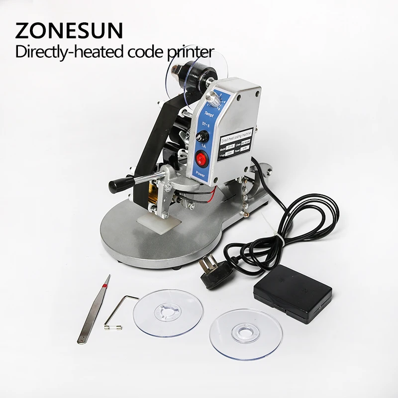 ZONESUN ручной принтер для горячего тиснения кодирования даты истечения срока