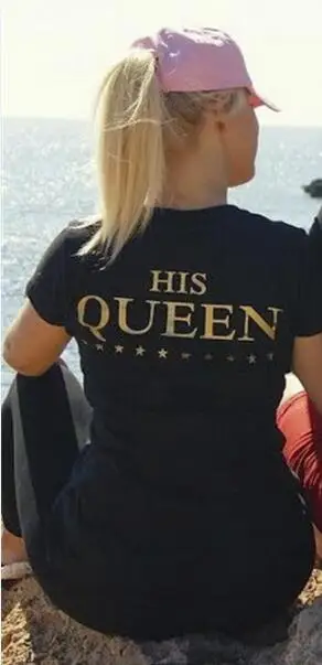 Новинка года; модная летняя одежда для пар; женская и мужская футболка с надписью «King queen»; забавные одинаковые футболки с короткими рукавами для влюбленных - Цвет: QUEEN